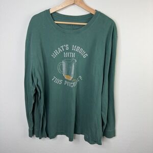 Life is Good Crusher Tee‎ Shirt Men's Sz XXL Crew neck Green Long sleeve